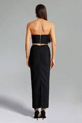 Flowers With Diamonds Bandage Two-Piece Set