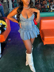 Sweetheart Denim Mini Dresses