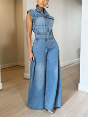 Sleeveless Denim Jumpsuits