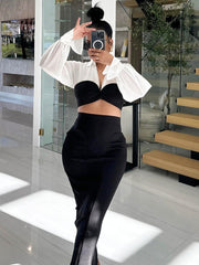 Crop Top Pencil Skirt Set