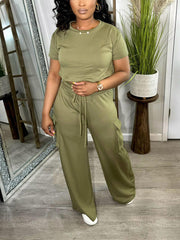 Crop Top Pocket Pants Set