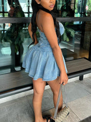 Sweetheart Denim Mini Dresses