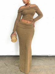 Off-Shoulder Top Skirt Set