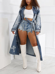 Cross Denim Trench Coats