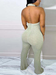 Knit Halter Backless Jumpsuits