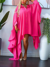 Batwing Sleeve Asymmetrical Shirt Dresses