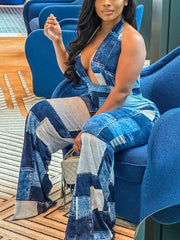 Halter Color Block Jumpsuits