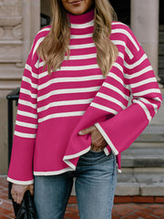 Striped Turtleneck Knit Sweaters
