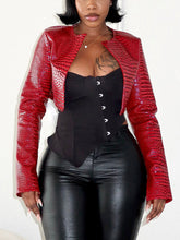 Croc-Embossed Crop Jackets
