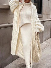Warm Comfort Cream Knit Long Cardigan