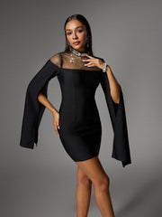 Robe mini fendue à strass avec bandage