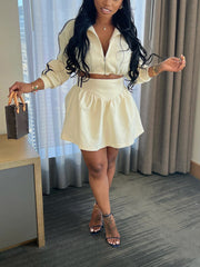 Zip Crop Top Skirt Set