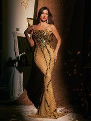 Robe longue fendue en acrylique