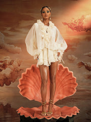 Long Sleeve Ruffled Mini Dress