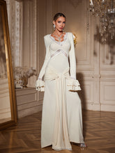 Robe longue à manches évasées et à nouer