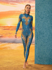 Combinaison à strass floraux