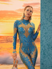 Combinaison à strass floraux