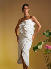 Robe midi bustier fendue à fleurs