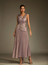 Ruched Draped Satin Maxi Dress