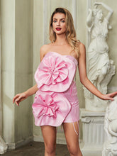 Robe bustier mini à fleurs rose