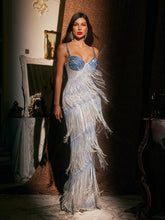 Robe maxi à franges spaghetti