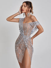 Split Sequin Mini Dress