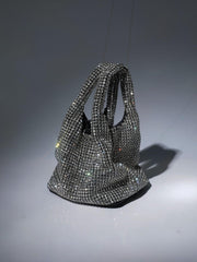 Sac seau en cristal argenté