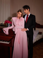 Long Sleeve Flower Maxi Dress In Pink