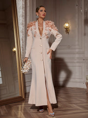Long Sleeve Flower Maxi Dress