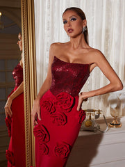 Robe midi bustier à fleurs
