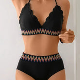 Bikini Set for Bodycon Two Piece with Geometric Straps & Tight Fit Tight Corset V Neck Panties Lingerie Set