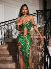 Robe maxi à découpes et sequins