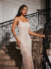 Robe maxi bustier ornée de perles