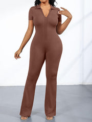 Zip Up Bodycon Jumpsuits