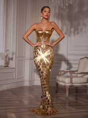 Robe longue corset à franges en acrylique