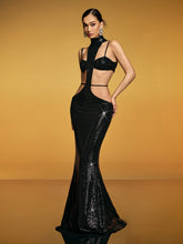 Robe longue à découpes strass