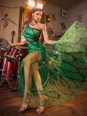 Ensemble jupe ornée de papillons verts