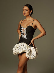 Robe mini imprimée à pois spaghetti