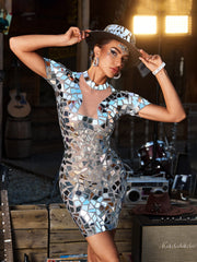 Acrylic Mesh Mini Dress