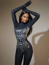 Long Sleeve Rhinestone Embellished Jumpsuit