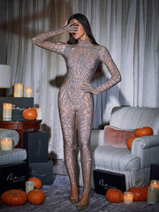 Combinaison à strass à motif toile d'araignée