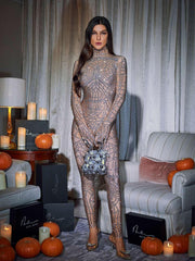 Combinaison à strass à motif toile d'araignée