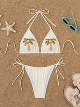 Coconut tree Printed Halter Bikini Two-pieces Bikini Set
