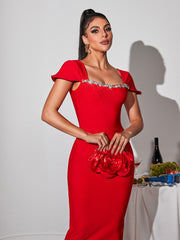 Robe longue bandage strass