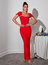Robe longue bandage strass