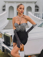 Robe mini bustier à strass