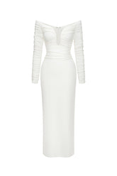 Long Sleeves Off Shoulder Maxi Dress