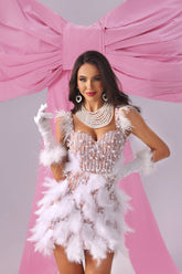 Pearl Feather Mini Dress