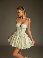 Spaghetti Tie Up Floral Mini Dress