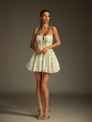 Spaghetti Tie Up Floral Mini Dress